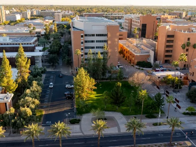 An aerial view of the ASU Tempe campus